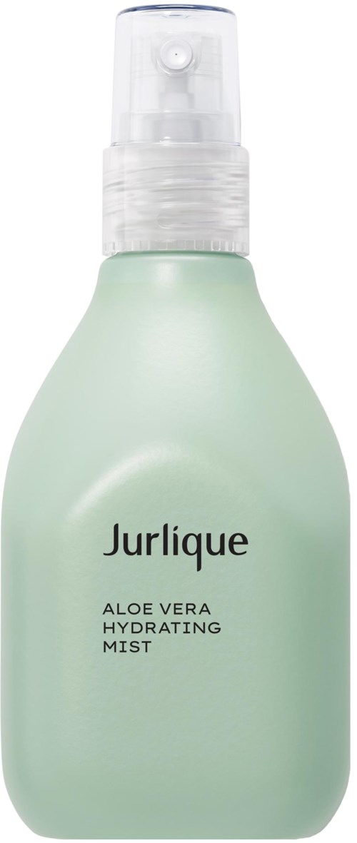 Vaaleanvihreä suihkepullo, merkattu Jurlique Aloe Vera Hydrating Mist.