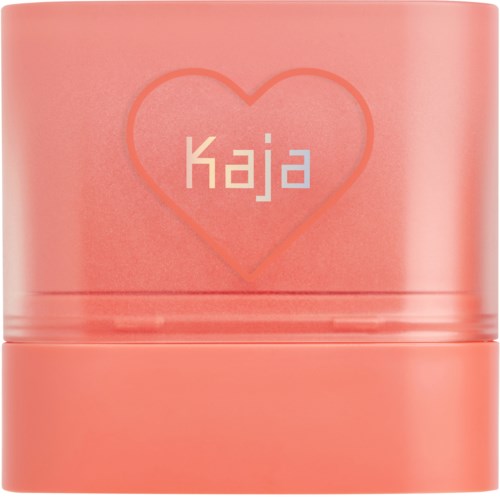 Ein pinkfarbener Behälter mit Herz und dem Namen 'Kaja' darin. Kleines, niedliches Design.