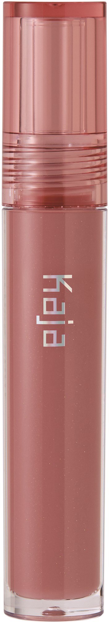 Ein rosa Lipgloss-Röhre mit klarem Deckel, beschriftet mit koreanischem Text.