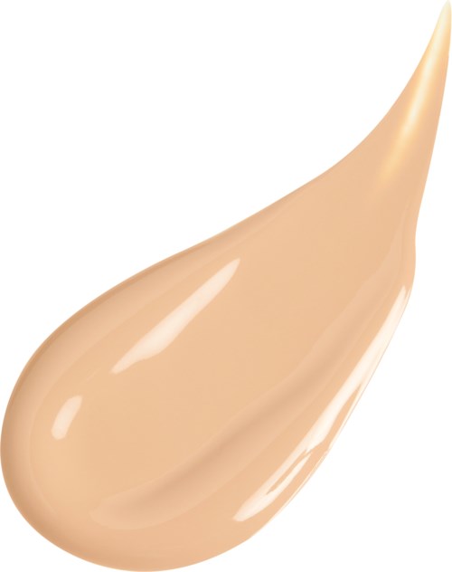 Een druppel beige vloeistof of make-up met een glanzende, gladde oppervlakte.