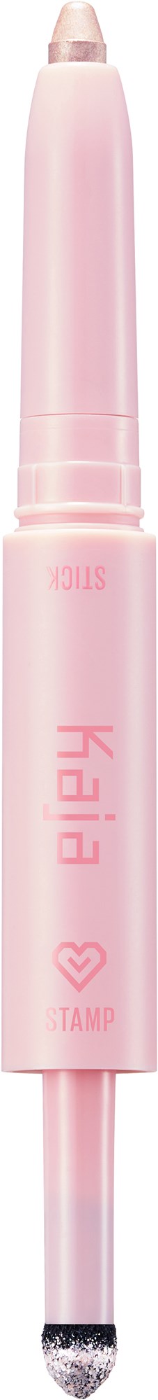 Hellrosa Makeup-Stift mit silberner Spitze, 'Kaili' und Herzsymbol.