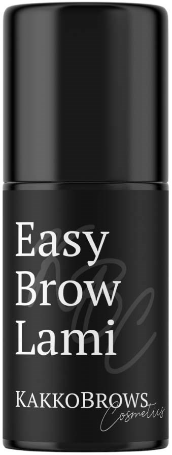 A black bottle with white text for Easy Brow Lami from KAKKO BROWS, used for eyebrow makeup.
