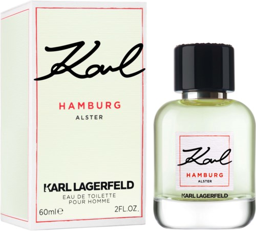 Ein Parfü bottle und eine Schachtel mit Karl Lagerfelds Namen, zeigt es ist für Hamburg-Edition, 60ml.