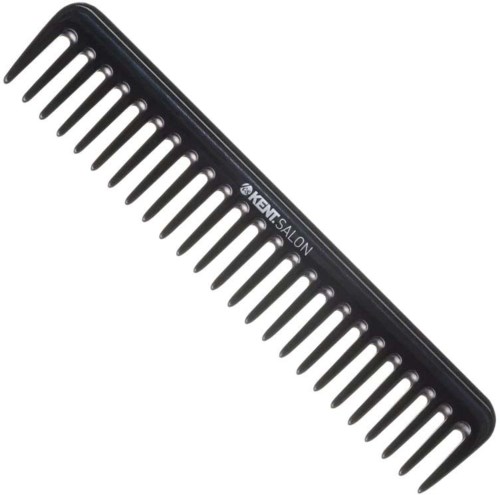 A black hair comb with wide and narrow teeth, labeled 'KENT SALON' in white text.