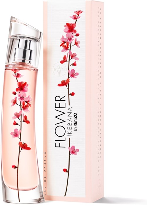 A perfume bottle and box with pink flowers and the text 'Flower Like a Lake' by Bvlgari.