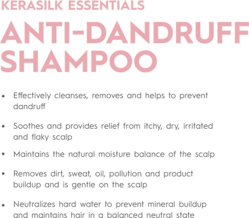 Ein Shampoo-Etikett, das Vorteile wie Reinigung, Beruhigung, Feuchtigkeitsbalance und Kopfhautbalance beschreibt.