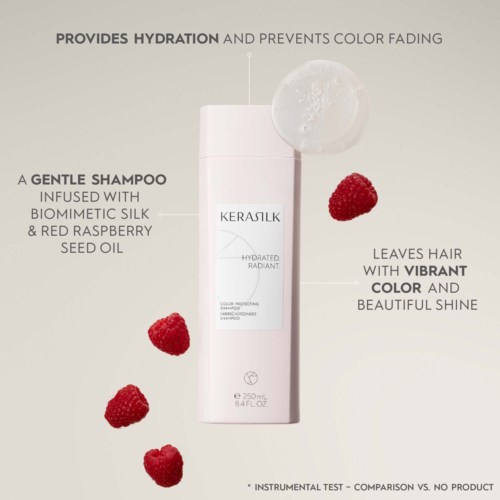 Ein Shampoo mit Himbeeröl, das Feuchtigkeit, Farbschutz und glänzendes Haar verspricht.