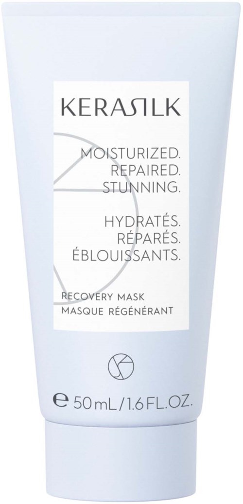 Eine weiße Tube mit KeraVLC Feuchtigkeits-Reparaturmaske, 50 ml, mit einfachem Text und Logo, für Hautpflege.