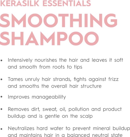 Text über die Vorteile von Glättungsshampoo, darunter Haarpflege, Frizz-Bekämpfung und Schmutzentfernung.