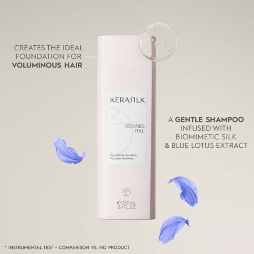 Kerastik gentle shampoo infused with silk and lotus extract for thick, full hair. Creates a good foundation.