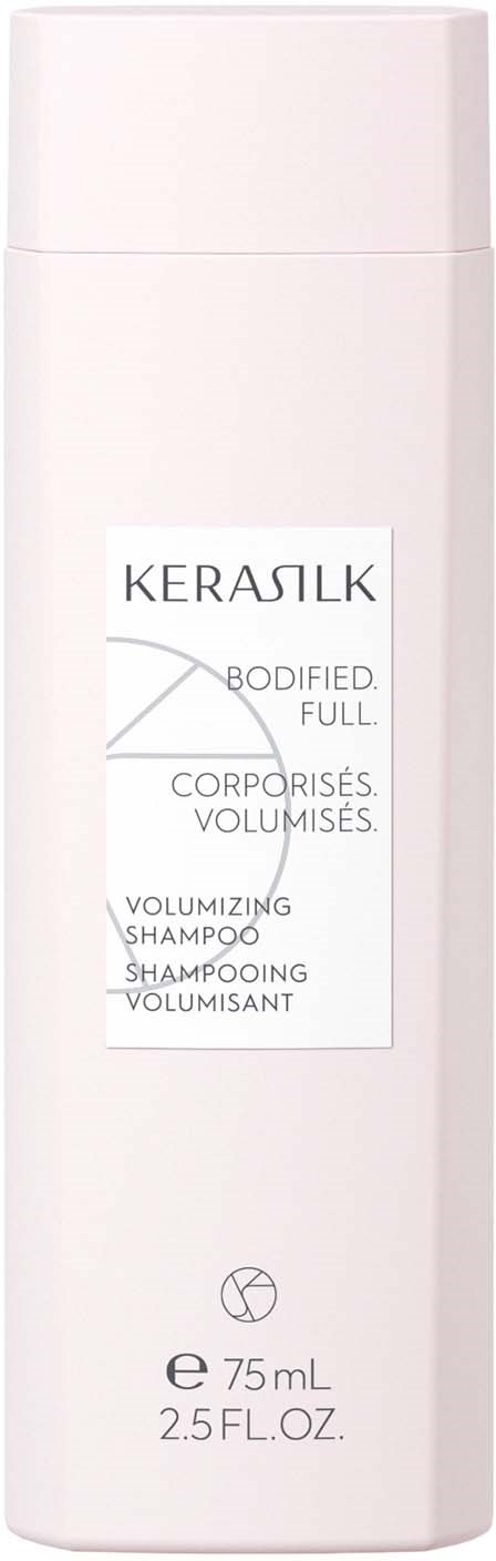 Eine weiße Shampoo-Flasche mit einem Etikett, das Kerastik sagt, Volumen 75 ml, schlichtes und sauberes Design.