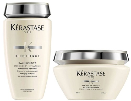 To hårpleieprodukter fra Kérastase, én sjampo og én maske, begge for tykt eller tett hår.