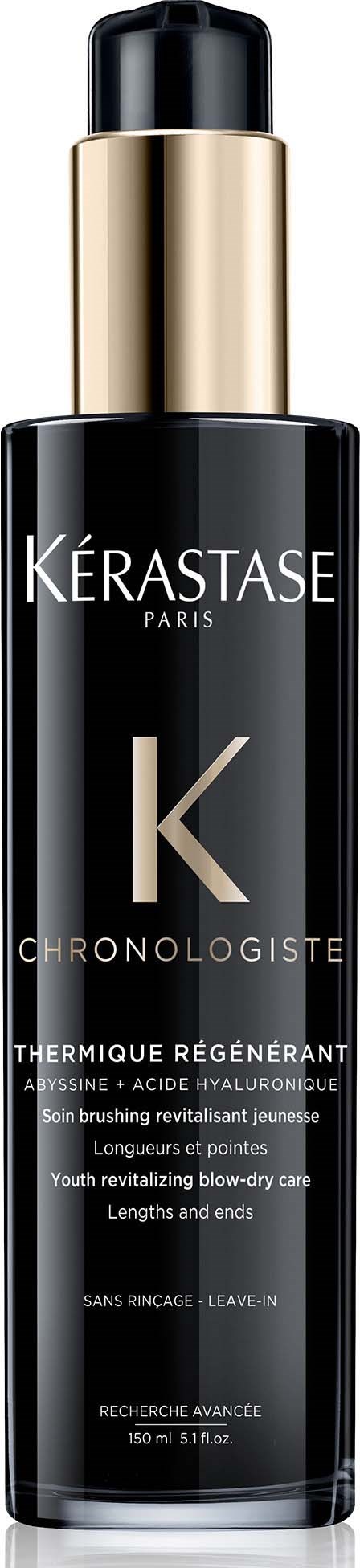 Zwarte en gouden fles Kérastase Paris haarverzorgingsproduct met pomp.