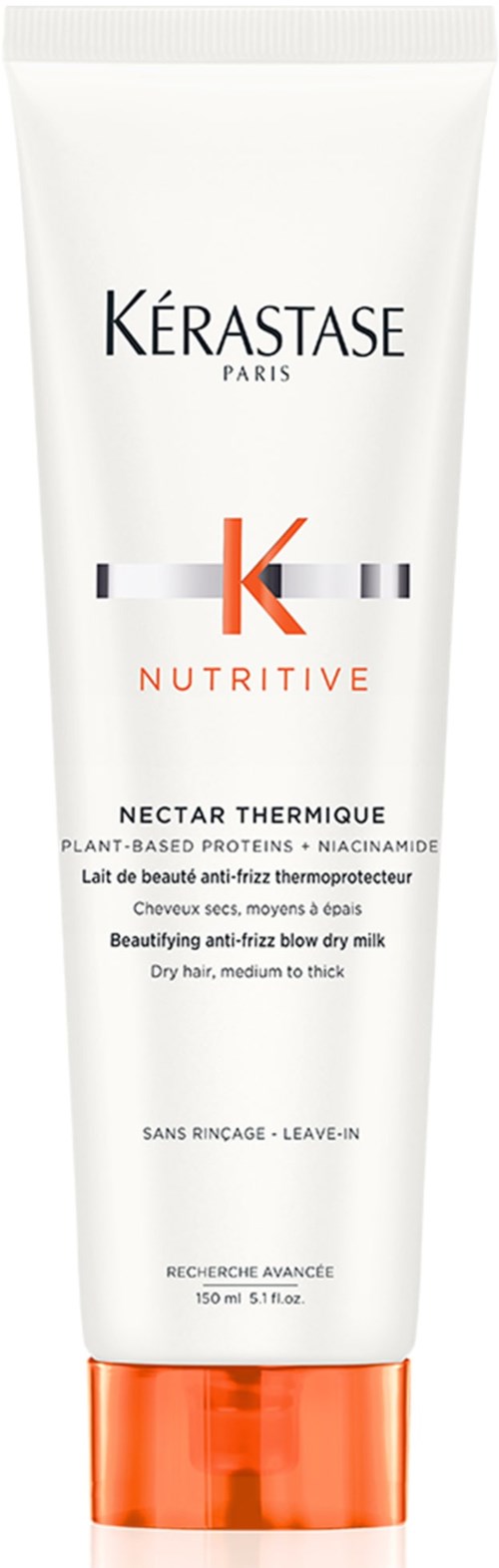 Kérastase Nutritive Nectar Thermique for thick, medium to thick hair, offers heat protection and nourishment. 150ml.