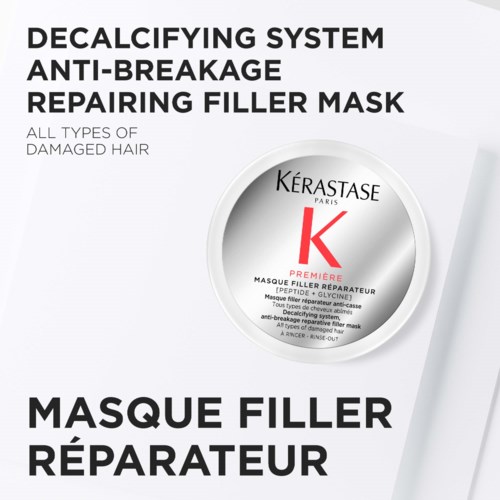 This is a hair repair mask by Kérastase for damaged hair, called Masque Filler Réparateur, with a focus on anti-breakage.