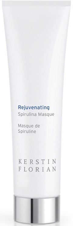 A white tube labeled 'Rejuvenating Spirulina Masque' by Kerstin Florian, with silver cap.