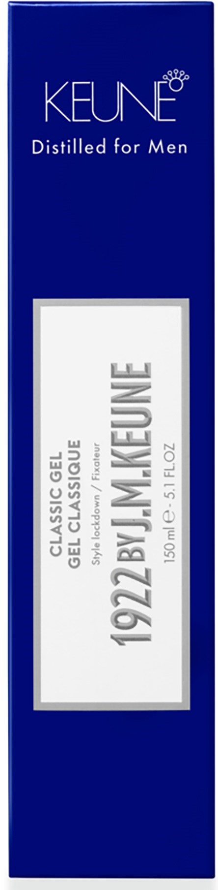 A blue box labeled "KELNE" with text about a men's gel and a name, 1942 BY J.M. MIKE. Distilled for men.