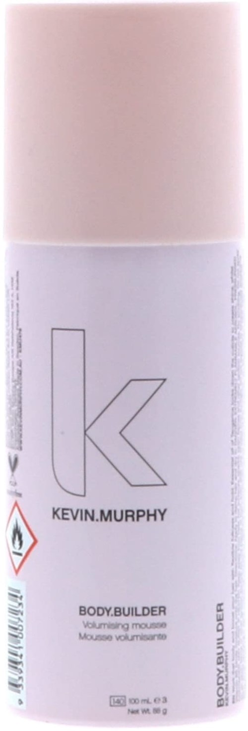 A white and pink spray can with black text and a logo that says Kevin Murphy, body builder.