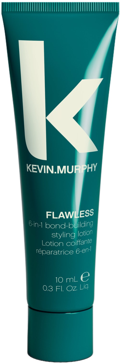 Teal tube av Kevin Murphy Flawless 6-i-1 styling lotion med vitt text och stort K-logga på framsidan.