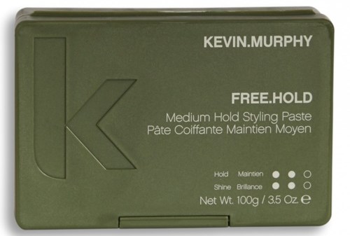 Green box of Kevin.Murphy Free.Hold styling paste, 100g, with hold, shine, and brightness indicators.