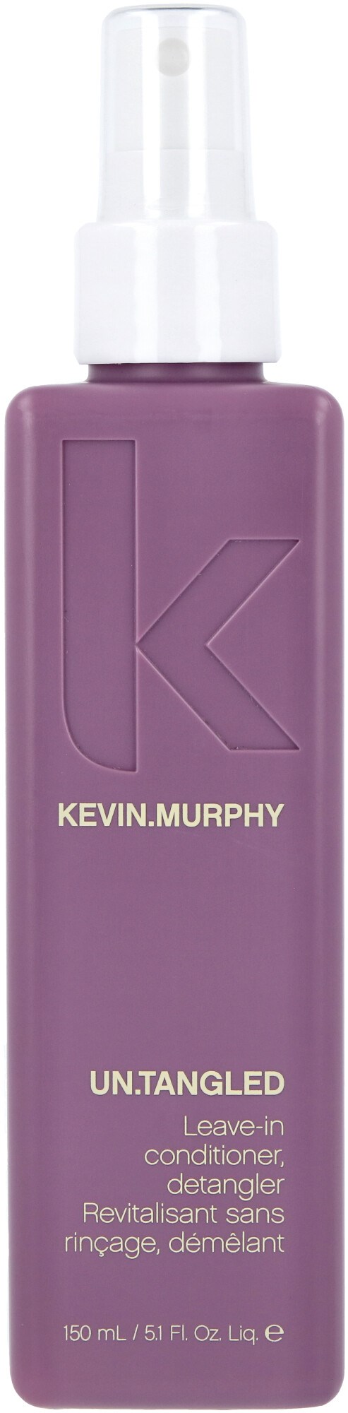 Eine lilafarbene Flasche mit Sprühkopf, beschriftet Kevin Murphy Un.Tangled Leave-in Conditioner.