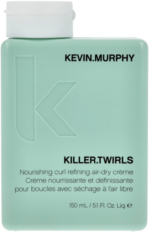Eine hellgrüne Flasche mit weißem Deckel, gekennzeichnet Kevin Murphy und Killer.T Twirls, Haarprodukt.
