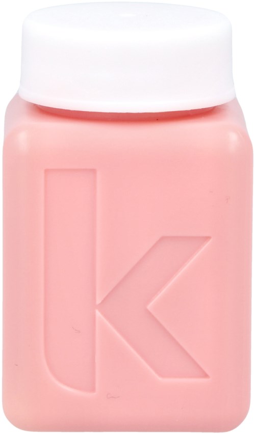 Pink pill bottle with a large letter 'K' on the front and a white cap.