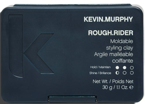 Blauer Karton enthält Kevin Murphy Rough Rider Styling Clay, 30 g, zum Formen der Haare.