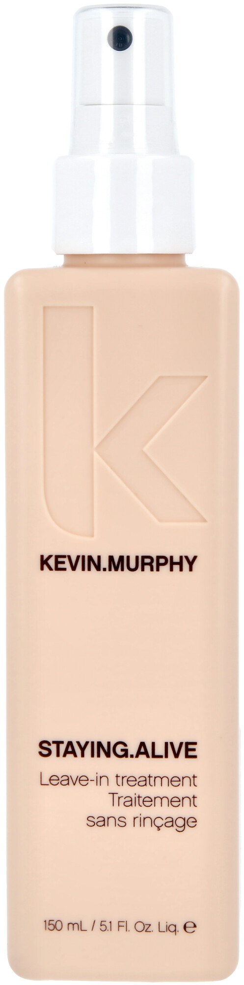 Eine Sprühflasche mit einem großen Buchstaben 'K' und dem Namen Kevin Murphy. Es ist eine Leave-in-Behandlung für Haare. 150 ml.