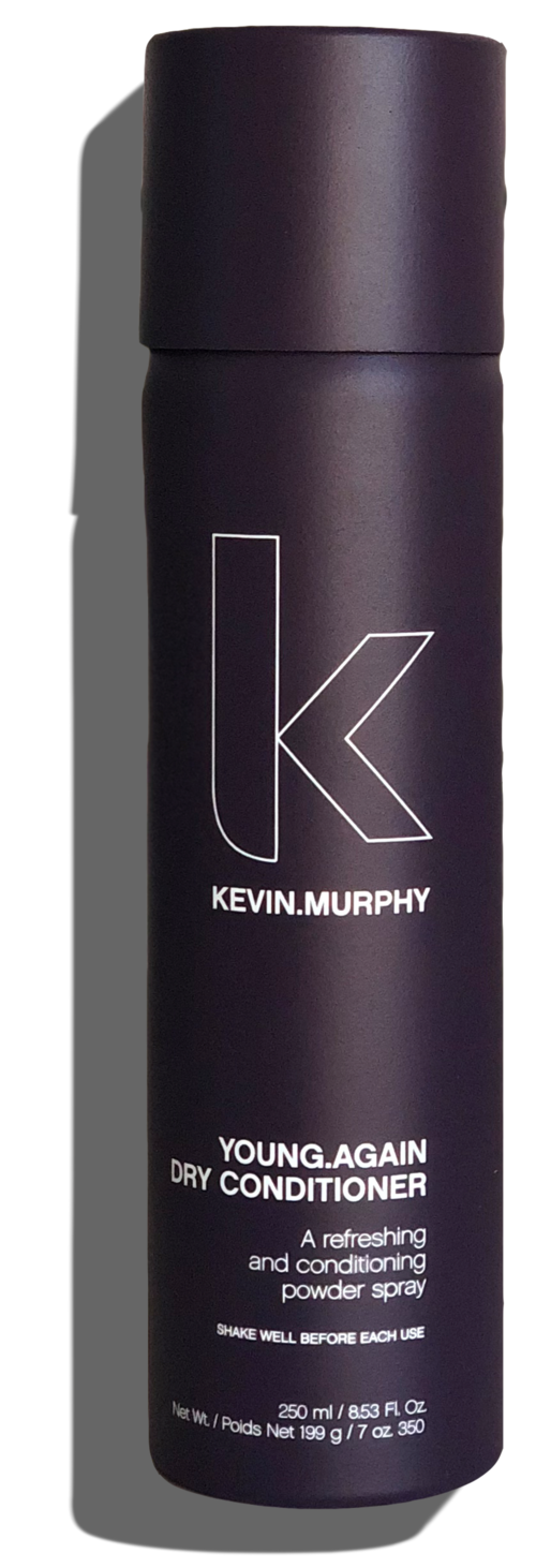 Eine schwarze Flasche mit einem großen weißen 'K' und dem Namen Kevin Murphy, als Trockenconditioner-Spray gekennzeichnet.