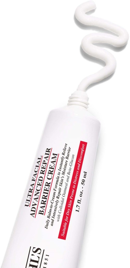 A white tube of skincare cream with a swirl of white cream coming out at the top.