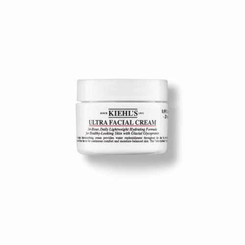 Ein weißer Behälter mit Kiehl's Ultra Facial Cream, einfache Verpackung für Feuchtigkeitszufuhr und Hydratation.