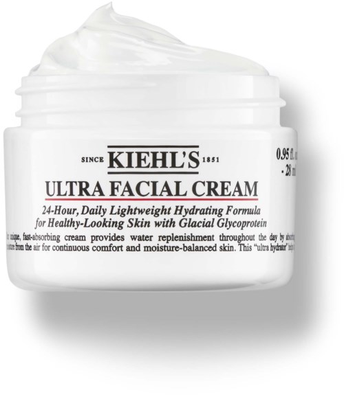 Ein Behälter mit Kiehl's Ultra Facial Cream und Creme oben.