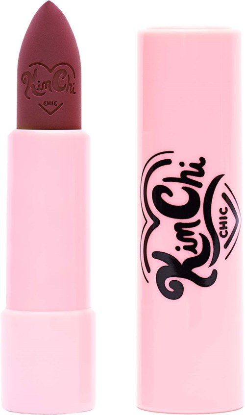 Light pink lipstick with a darker pink bullet and a pink case, branded 'Lip Chi' in black and pink.