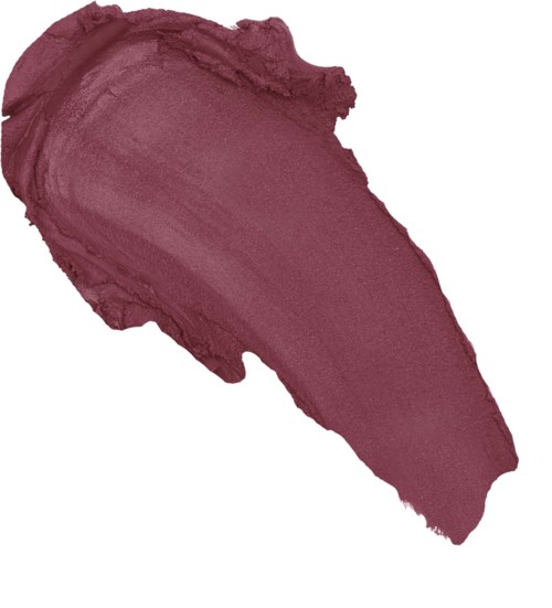 A smear of dark pinkish-red makeup or paint with a textured, uneven edge.