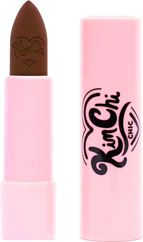 Pink lipstick with a brown tip, branded with 'Lip Chic' logo in a pink tube.