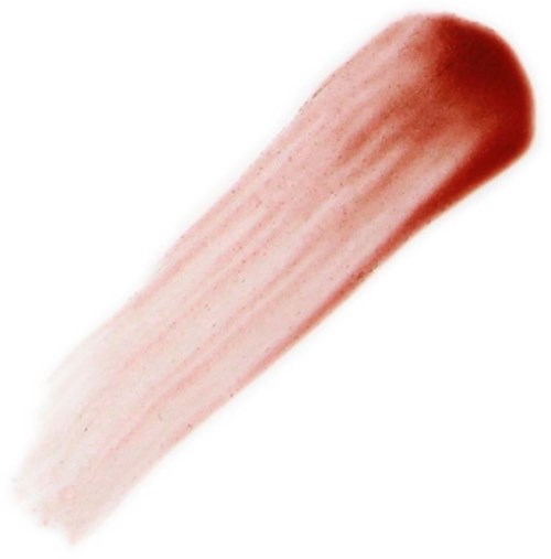 Blush eller leppepomadeprøve som blander rosa og brune nyanser.