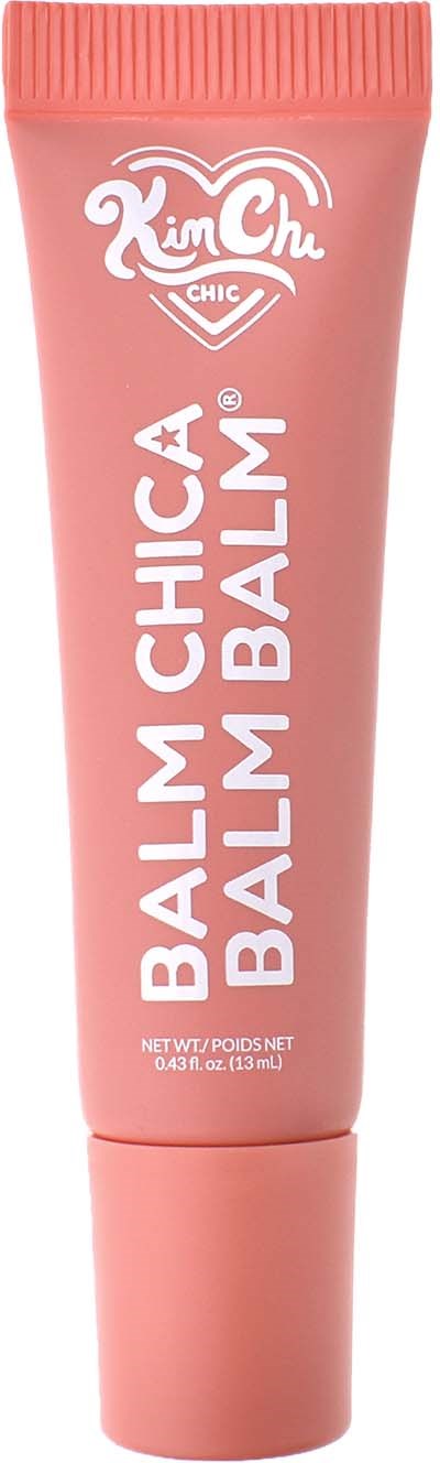 Vaaleanpunainen putki KinCh Chic Balm Chica -balmille, valkoinen teksti ja korkki.