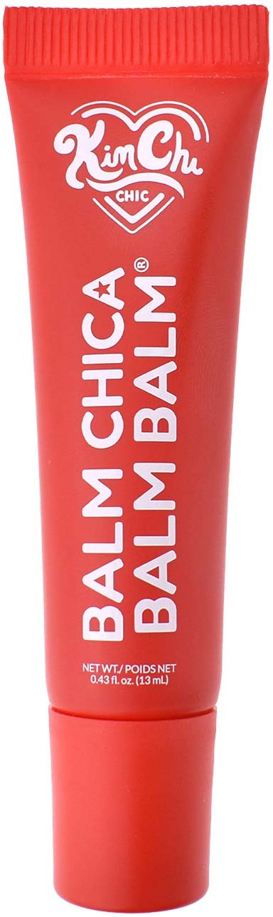 Punainen KimChi Chic Balm Chick -putkiliuos, jossa valkoinen teksti ja logo.