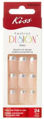A package of 24 beige nail tips for fashion design, easy to apply and ready to wear.