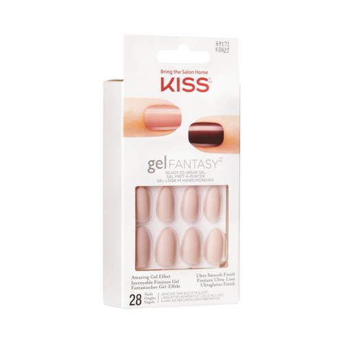 KISS gelnagellackset med 28 konstnaglar i rosa nyanser och blank finish.