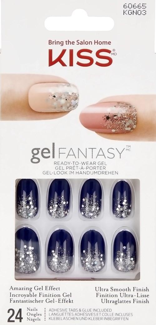 Naildecoration med silverglitter på blå och rosa bakgrunder för dekorativa naglar.