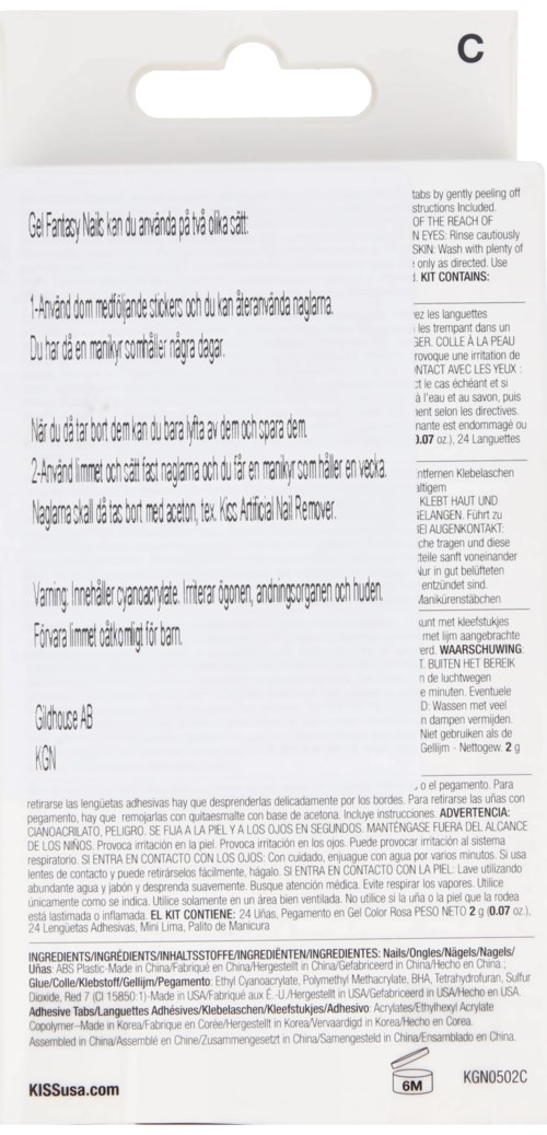 En produktförpackning med textinstruktioner, varningar och ingredienser på baksidan.