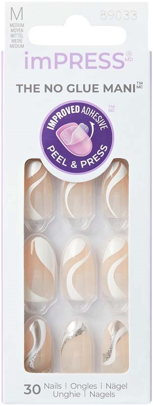 Dental nail tips with a smooth, natural look, in a pack of 30, designed to be pressed on without glue.