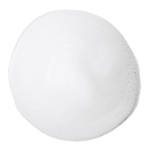 Een wit, rond, plat sponsje met een licht getextureerd oppervlak. Het ziet er eenvoudig en schoon uit.