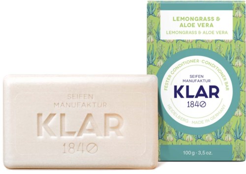 En såpe med KLAR-merking og en eske med sitrongress og aloe vera.