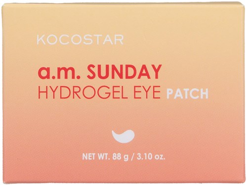 Kocostar A.M. Sunday Hydrogel Eye Patch packaging, pastel pink and beige colors,. net weight 88 grams.