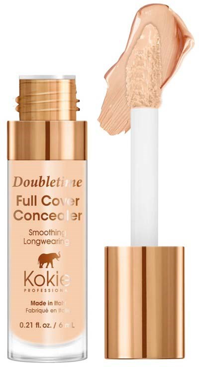 Lippen Gloss Flasche mit einem pfirsichfarbenen Glanz auf dem Applikatorstift.