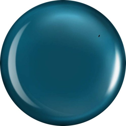 Eine glatte, glänzende blaue Kugel mit Reflexionen auf Oberfläche, isoliert vor weißem Hintergrund.