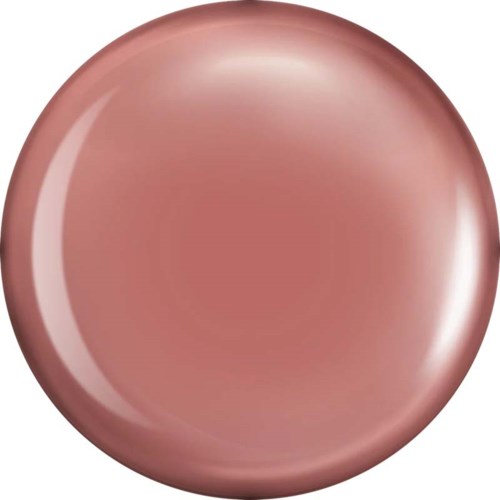 Ein glänzender, runder, rosa-beiger Gegenstand mit reflektierender Oberfläche und glatten Kanten.